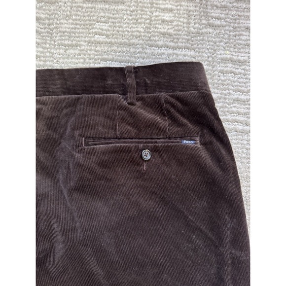POLO RALPH LAUREN CLASSIC FIT BROWN FLAT FRONT CORDUROY CHINO PANTS MENS 38x30 - Picture 9 of 11